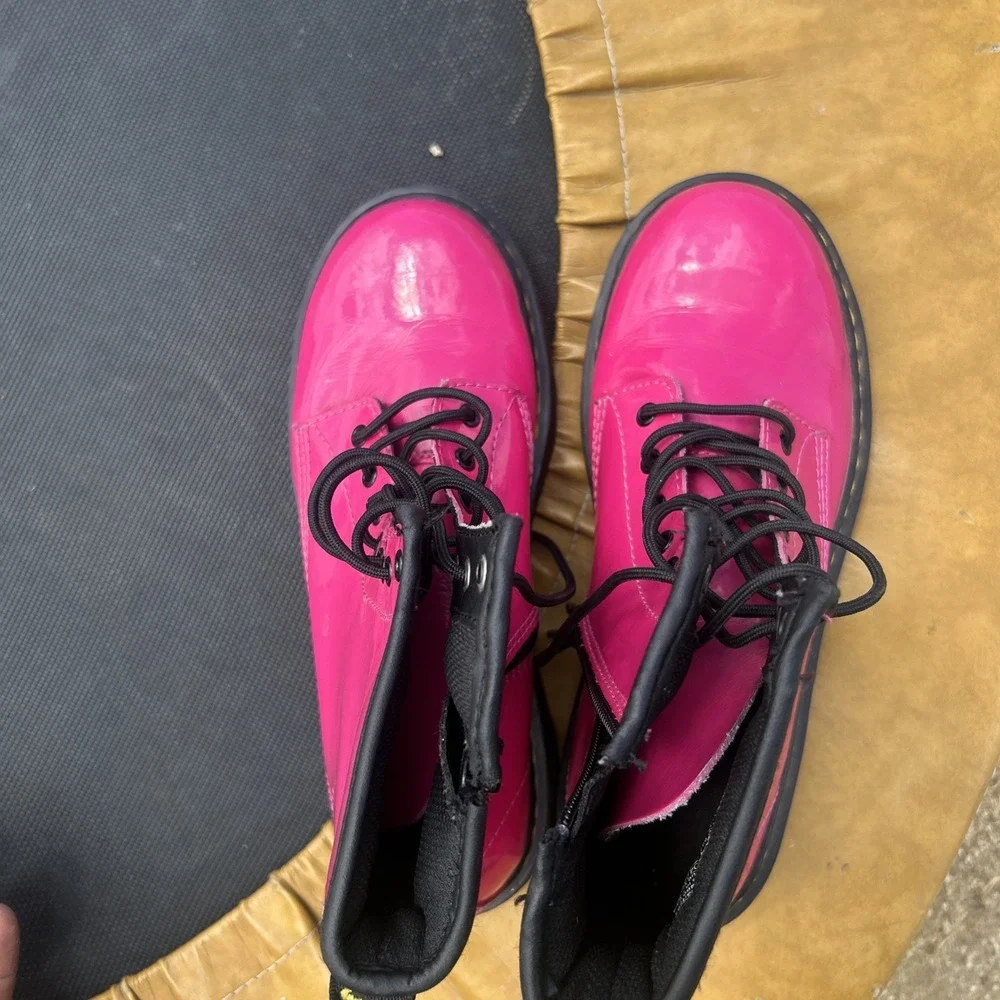 Dr. Martens 1460 J Youth Girls Size 4 Euro 36 Leather Zip Boots Hot Pink Doc